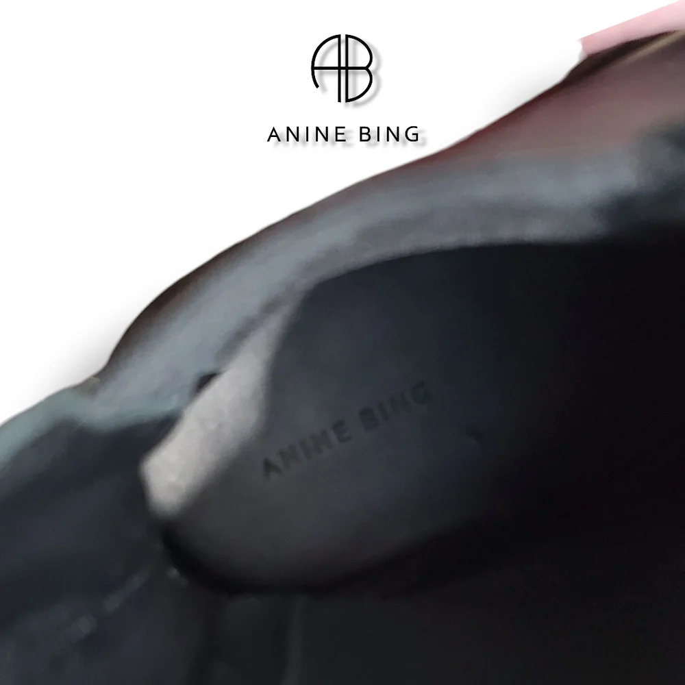 ANINE BING Black Leather Justine Chelsea Boots Women's Size 6 Motorcycle Boots - Picture 11 of 13